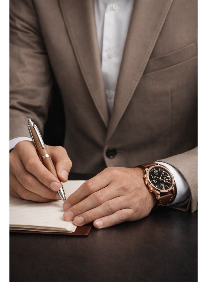 أولودينيز  طقم هدايا فاخر للرجال – ساعة، محفظة جلدية، ميدالية مفاتيح، وقلم أنيق في علبة فاخرة - Image 3